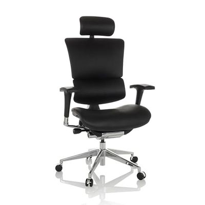 hjh OFFICE Sillón de Oficina Profesional Ergo-U2 L ergonómico de Cuero, Apoyo Lumbar Flexible, Respaldo Regulable en Altura, Negro 651103