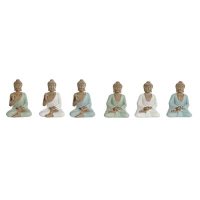 Home ESPRIT Figurine décorative Blanc Vert Turquoise Bouddha Oriental 6 x 4 x 8,5 cm (6 unités)