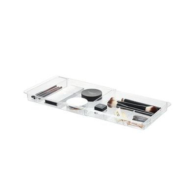 iDesign Clarity Organizzatore Cassetti Espandibile, Plastica, Trasparente, 28.5x19.5x3 cm