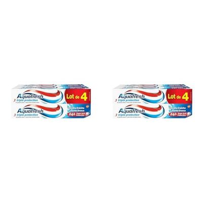 Aquafresh Dentifrice Triple Protection Menthe Fraîche, Pour Des Dents Fortes et Une Haleine Fraiche, Lot de 8x75ml