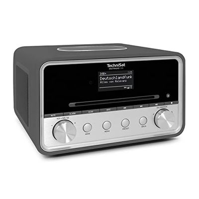 TechniSat DIGITRADIO 586 - Radio hybride DAB+ (radio internet, FM, Bluetooth, charge sans fil, commande d'application, OLED, USB, CD, MP3, AUX, 20 W, chaîne compacte, télécommande) anthracite