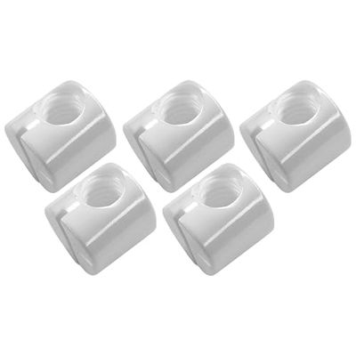 cyclingcolors 5x Barile Dadi M8 x 14,5mm x 15mm Rotondi da Avvitare Plastico centrici Tasselli Connettori Mobili Letti Culla Sedie, Bianco