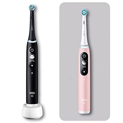 Oral-B iO 4004B211H0 - 6 - Set van 2 Tandenborstels Zwart & Roze, 2 Handvatten Met Zwart-witdisplay, 3 Opzetborstels, Ontworpen Door Braun