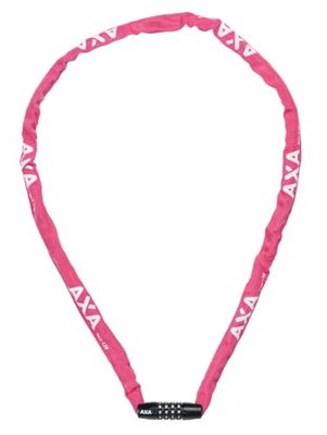 AXA Rigid RCC 120 - Antivol à chaîne avec code - 120 cm de long - Maillons en acier 3,5 mm - Niveau de sécurité 3 - Coque de protection - Rose