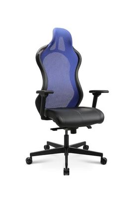 Topstar Krzesło biurowe gamingowe Sitness RS Sport Plus Continental sztuczna skóra wraz z podłokietnikami niebieski/czarny z poduszką lędźwiową