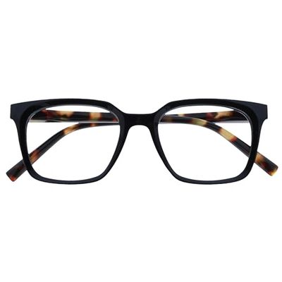 OPULIZE KOI Occhiali da Lettura - Montatura Rettangolare Grande - Nero - Uomo e Donna - Cerniere a Molla - R50-1 - +2.00