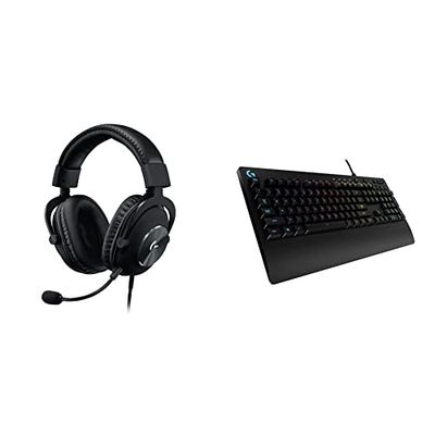 Logitech G PRO X Cuffia Gaming Cablata con Microfono Blue VO!CE, DTS Headphone:X 7.1 e Driver PRO-G da 50 mm, Nero & 13 Prodigy Tastiera Gaming Cablata, LIGHTSYNC RGB, Tasti Retroilluminati, Nero