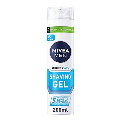 NIVEA MEN Sensitive Cooling Shaving Gel(200 ml), Alcohol-Free Cool Sensitive Skin Shaving Gel, Gentle Shave Gel for Men, Shaving Gel for Irritated Skin (Pack of 6)