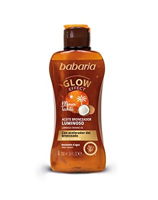 Babaria - Olio luminoso Formato Viaggio, Acceleratore dell'abbronzatura, Idrata, Potenza e Mantiene l'abbronzatura, per pelli molto abbronzate, Resistente all'acqua, 100% Vegano - 100 ml