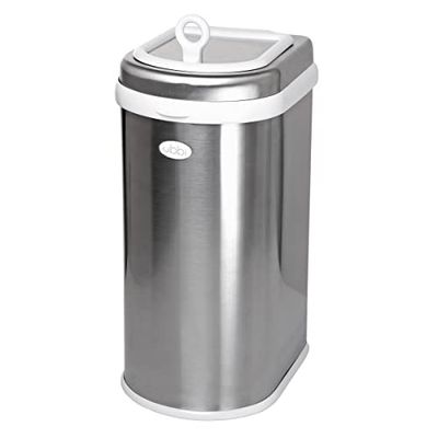 Ubbi Cubo de residuos para mascotas, sistema de eliminación de arena para gatos, bloqueo de olores, cromado