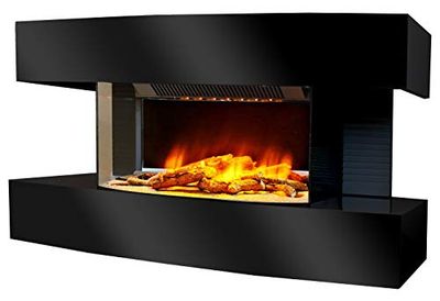 CHEMIN'ARTE Elektrische Open Haard Lounge Medium - Elektrische Wandhaard met Verwarming 2000 W, realistisch vlam effect, LED-Verlichting, Afstandsbediening programeerbaar, Timer, Thermostaat - Zwart