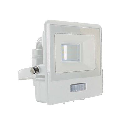 V-TAC Faro LED da Esterno con Chip Samsung 10W con Sensore PIR di Colore Bianco Impermeabile, Luce Bianco Freddo