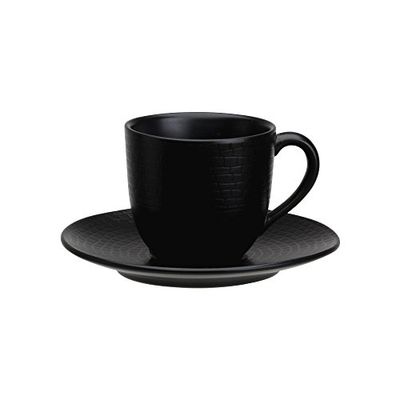 AVET Spain Koppar för kaffe-set med tallrik, lergods 6,7 x 6,7 x 6 cm svart