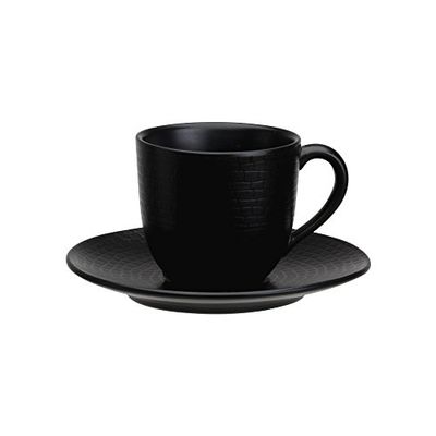 Avet Spain Conjunto de chávenas para café com prato, cinzento, preto, 6 unidades (embalagem de 1)
