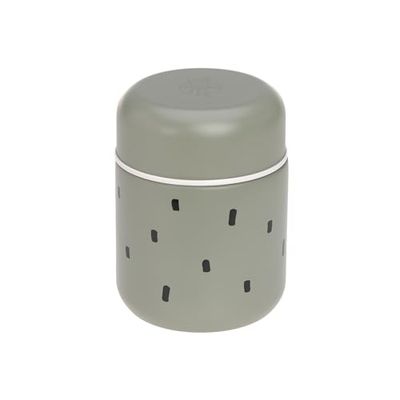 LÄSSIG Bébé Enfants Boîte isotherme bouillie goûter anti-fuite acier inoxydable 350 ml/Food Jar Happy Prints light olive