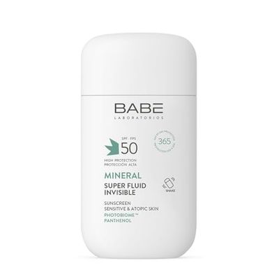 Laboratorios Babé - SUPER FLUID MINERAL SPF 50 | Protezione solare minerale ad ampio spettro | Ideale per pelli sensibili e atopiche | Protezione avanzata contro UVA e UVB | Consistenza leggera