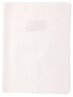 Calligraphe 72427C Un Protège-Cahier Grain Losange Blanc - 24x32 cm - 18/100ème avec Porte-Étiquette - PVC Opaque