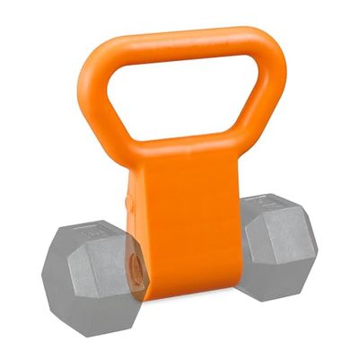 Relaxdays Adattatore Kettlebell Grip, Supporto per Manubri Fino a 50 kg, Attrezzi Bodybuilding, in Plastica, Arancione