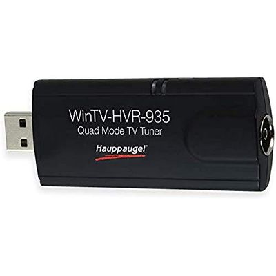 Hauppauge WinTV-HVR-935HD 01588 – USB Hybrid TV-tuner – Digital TV DVB-T2 HD, DVB-C HD, DVB-T, Analog-TV för Bärbar Dator eller PC, Svart