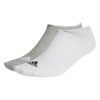 adidas Thin and Light 3 Pairs Calzini Invisible/Sneaker, Medium Grey Heather/White/Black, L