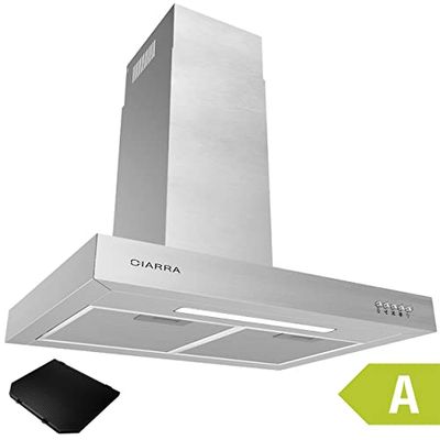CIARRA CBCS6125 Campana Extractora 60cm 370m³/h 70W - 3 Velocidades - Evacuación al Exterior y Recirculación Interna por Filtro de Carbón CBCF004