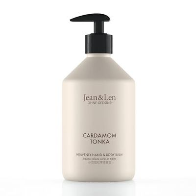 Jean & Len Heavenly Hand & Body Balm Cardamom & Tonka, per un'esperienza di cura profumata, con olio di argan e burro di karité biologici, flacone di alta qualità, senza parabeni e siliconi, 500 ml