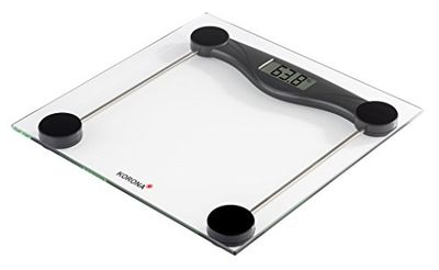 Korona 74540 glazen weegschaal OLIVIA | 180 kg draagkracht, indeling 100 g | goed afleesbaar LCD-display | tijdloos design | overbelastingsindicator | batterijen inclusief, zwart, 74540 olivia