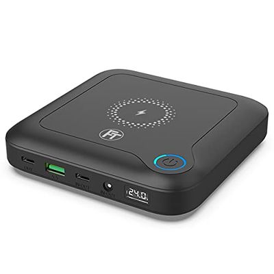 FeinTech PLG02400 - Batería Externa para Ordenador portátil (60 W, PD, USB-C y CC, para portátil, MacBook, iPad, Tableta, Smartphone, cámara, Nintendo Switch, Carga inalámbrica de 10 W, 88 WH, 24000