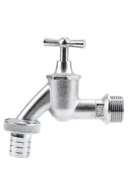 Gardena waterkraan met schroefverbinding voor slangen: Verchroomde waterkraan voor binnen en buiten, schroefdraad van 26,5 mm (G 3/4''), voor slangen van 19 mm (3/4'') (7331-20)