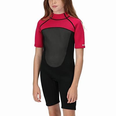 Regatta Unisex Jnr Shortywetsuit Rash Guard Shirt, Black/Duches, 122, Zwart/Duches, 122 cm