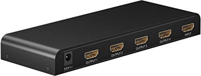 goobay 58482 HDMI splitter 1 in 4 Out / 4K bij 30Hz (2160p) HDMI verdeler/HDMI 1.4 Switch voor vier monitoren met 60Hz bij 1080p