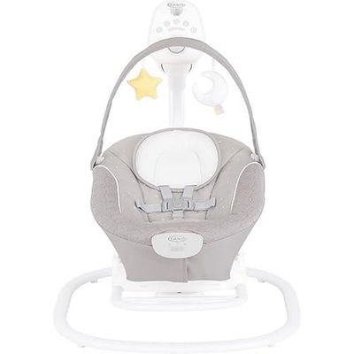 Graco SoftSway™ elektrisk babygunga och gunga, 2 i 1, från födseln till ca 9 månader (9 kg), mjuk och tyst, 3-vägs justerbar sits, spelhängare, stjärnljus