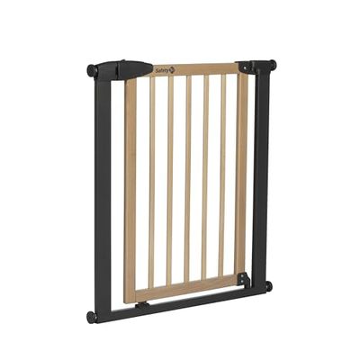 Safety 1st Simply Close Hout en Metaal, Traphekje zonder boren hout, 73-80 cm (max. 94 cm), Installatie zonder boren, één hand openen, Dubbel Vergrendelingssysteem, Veiligheidshek baby, Hout & Grafiet