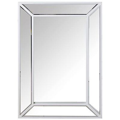 DRW Specchio da parete rettangolare in legno di colore bianco 60 x 3 x 90 cm