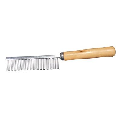 GIMA Pettine per cani e gatti, denti in acciaio inox e manico in legno, 80029