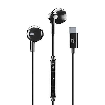 Music Sound | AURICOLARI Capsula | Auricolari con Filo e Microfono - Compatibilità Usb-C - Colore Nero