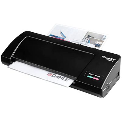 Dahle 70204 - Plastificadora (hasta A4, laminado en frío y caliente, 30 segundos) tiempo de calentamiento), color negro.