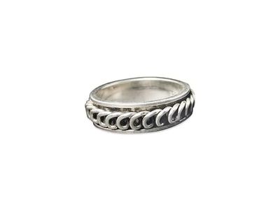 Anello spinner per donna, anello in argento sterling 925, anello a fascia in argento, anello a spirale, anello fatto a mano (17,5)