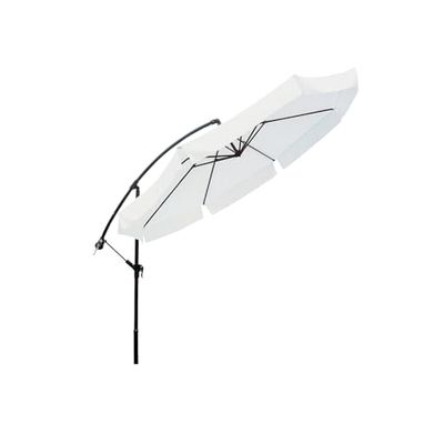 Zendea Parasol de jardin avec bras latéral - Parasol de balcon blanc avec manivelle, structure en acier peint, parasols d'extérieur élégants et robustes, Blanc