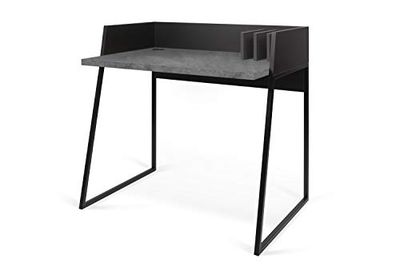 TEMAHOME Volga Bureau, met metalen frame, kleine scheidingswanden, met kabeldoorvoer, chipboard/MDF/metalen legs, Black and Concrete Look, 90 x 60 x 88 cm (LxBxH)