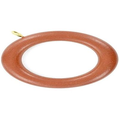 Merriway BH05766 (24 Pcs) Wooden Curtain Drapery Pole Rod Rings with Screw Eye, Inner Diameter 45mm (1.3/4 Inch) Outer Diameter 64mm (2.1/2 Inch) Dark Brown - Pack of 24 Pieces