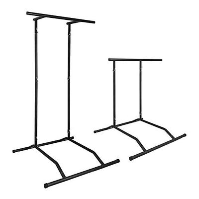 Popsport Capaciteit 150 kg trainingsstation dip pull up dip bar pull power tower multifunctioneel station workout fitness gym station voor power traction roestvrij staal (zwart met draagtas)