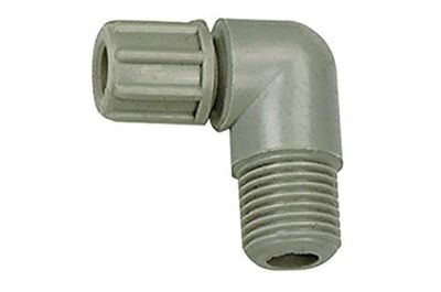 RIEGLER 110809-140.83 kątowe złącze śrubowe G 1/2 a, do węża 8/10 mm, PA, 1 szt