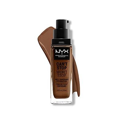 NYX Professional Makeup Fond de Teint Liquide Couvrant Tenue 24h Can't Stop Won't Stop Liquid Foundation, Waterproof, Fini Mat, Formule Vegan, Teinte : Mocha (19)