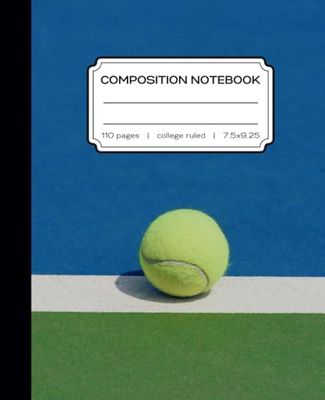 Composition Notebook: Tennis Theme with Wide Ruled Pages for School, Collage, Office, or Daily Creativity | 7.5 x 9.25 in | 110 Pages