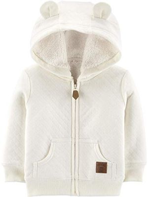 Simple Joys by Carter's Baby Hooded Sweater Jacket with Sherpa Lining Fleece, Oatmeal, 24 Months