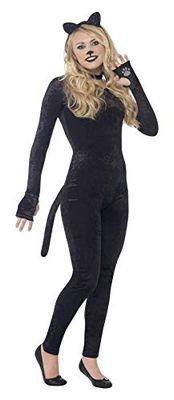 Smiffys 44320M – Kattdräkt med jumpsuit svans kattöra pannband och krage