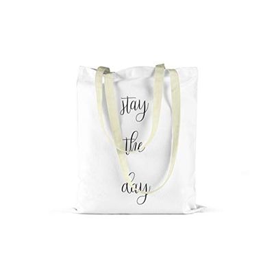 Bonamaison Printed Tote Bag, Reusable Grocery Bag, Shopping Bag, Machine Washable, Foldable, Canvas Cloth Bag with Handles, 48x55 cm