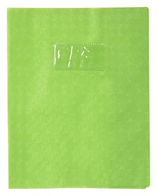 Calligraphe 72025C Un Protège-Cahier Grain Losange Vert clair - 17x22 cm - 18/100ème avec Porte-Étiquette - PVC Opaque