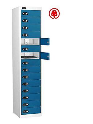 15 Door Media Charging Locker, Blue, Keypad Lock